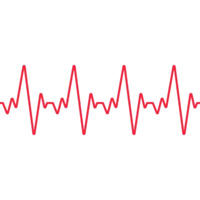 Red heartbeat line against white background, showing how increased heart rate can be a common symptom of anxiety.