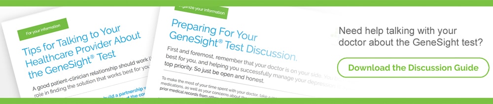 Image directing patients to download GeneSight Doctor Discussion Guide