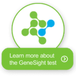 Button with GeneSight logo and text learn more about the GeneSight test
