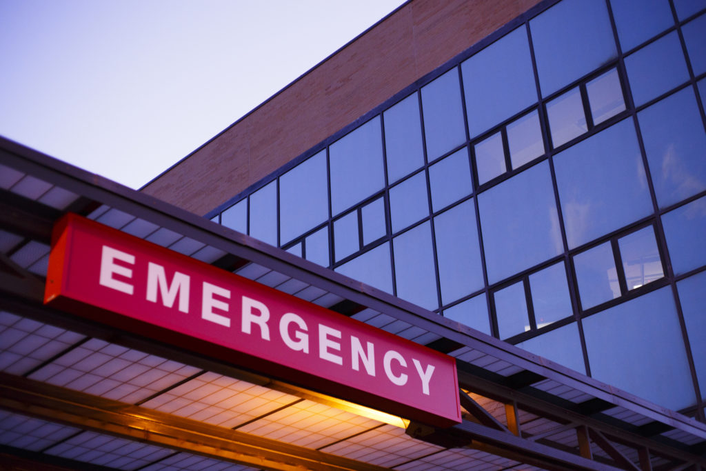 Exterior shot of Emergency Room, illustrating going to the ER for anxiety.