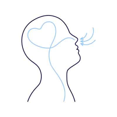 Vector illustration of breathing exercise, deep breath through nose for mental health benefits