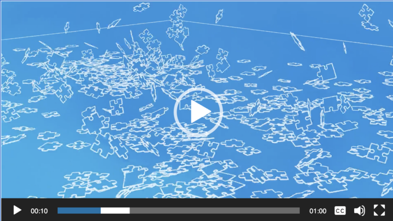 A screen shot from the Simple Facts video What is GeneSight showing hundres of puzzle pieces not connected.