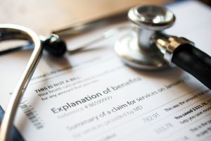 Close up of an explanation of benefits (EOB) for a healthcare claim