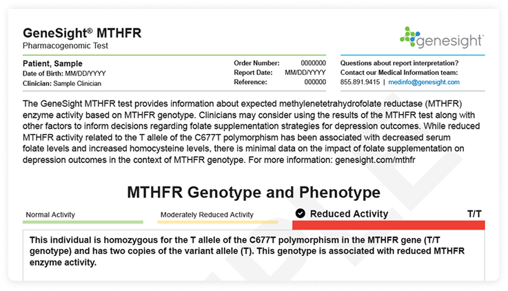 Sample image of a GeneSight Psychotropic report